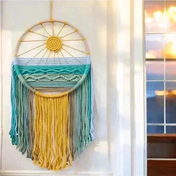 boho Other - Bohemian Dreamcatcher with Yellow and Blue Accents